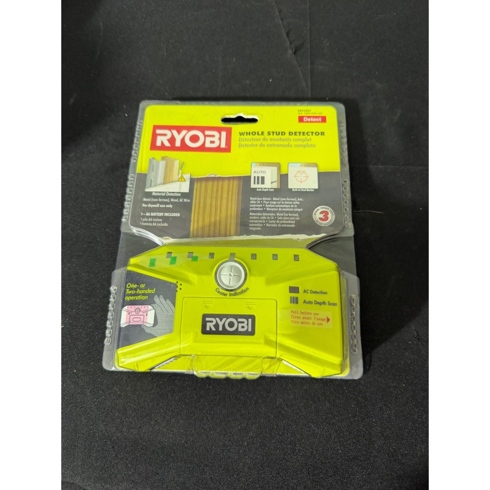 Ryobi Whole Stud Detector ESF5001 Green NEW AC Detection Auto Depth Scan Tool